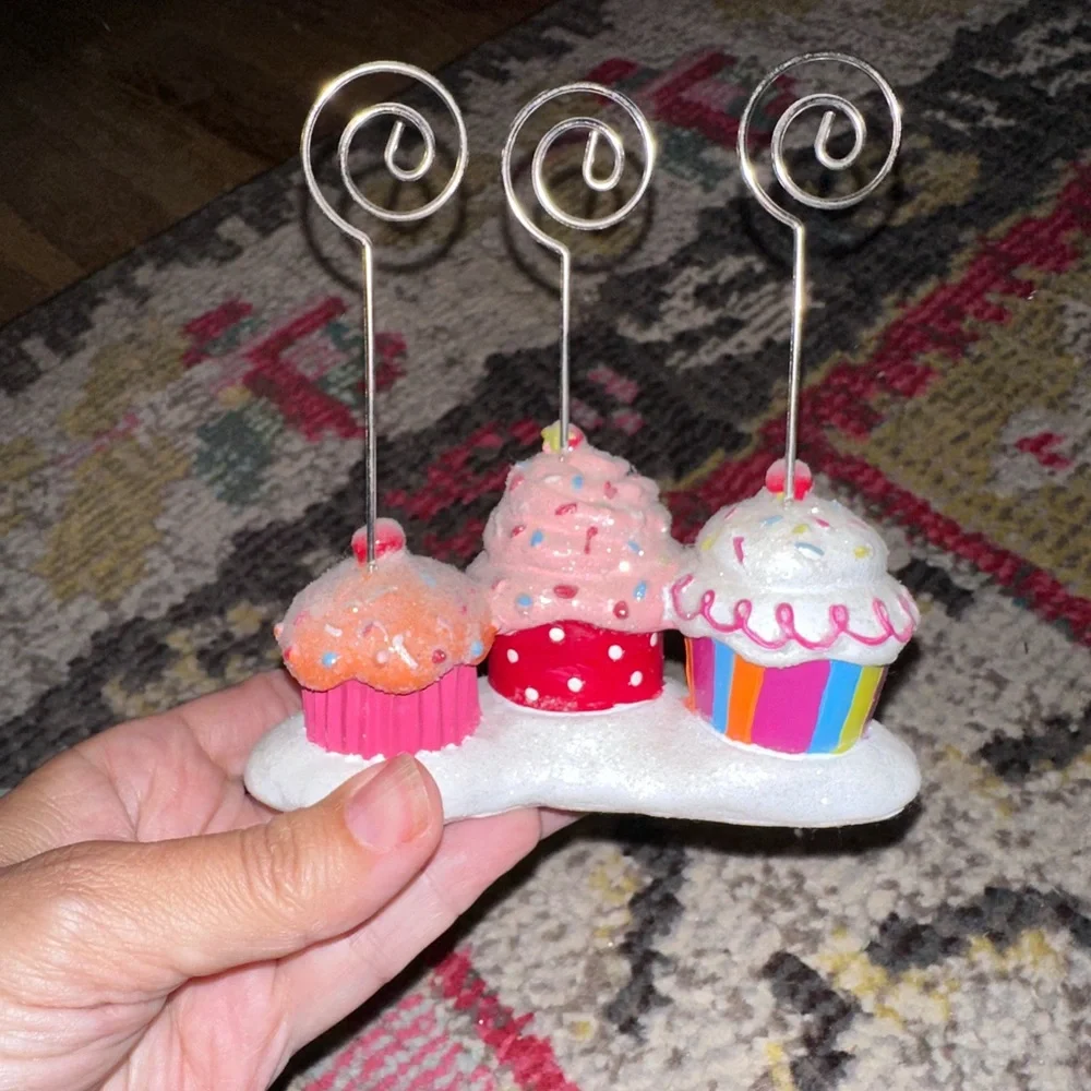 Cupcake Design Photo Holder - Pink, Red, White